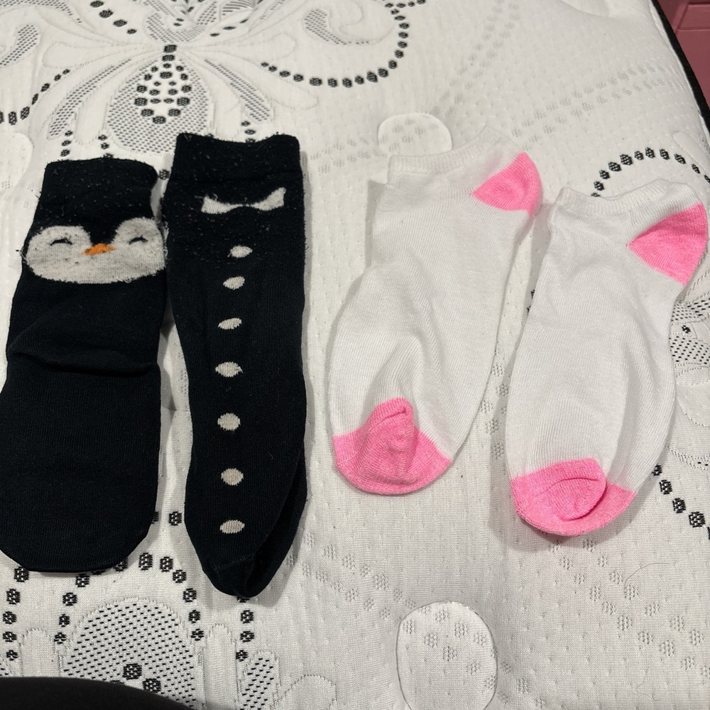 Cute Penguin and Pink Accent Socks Set